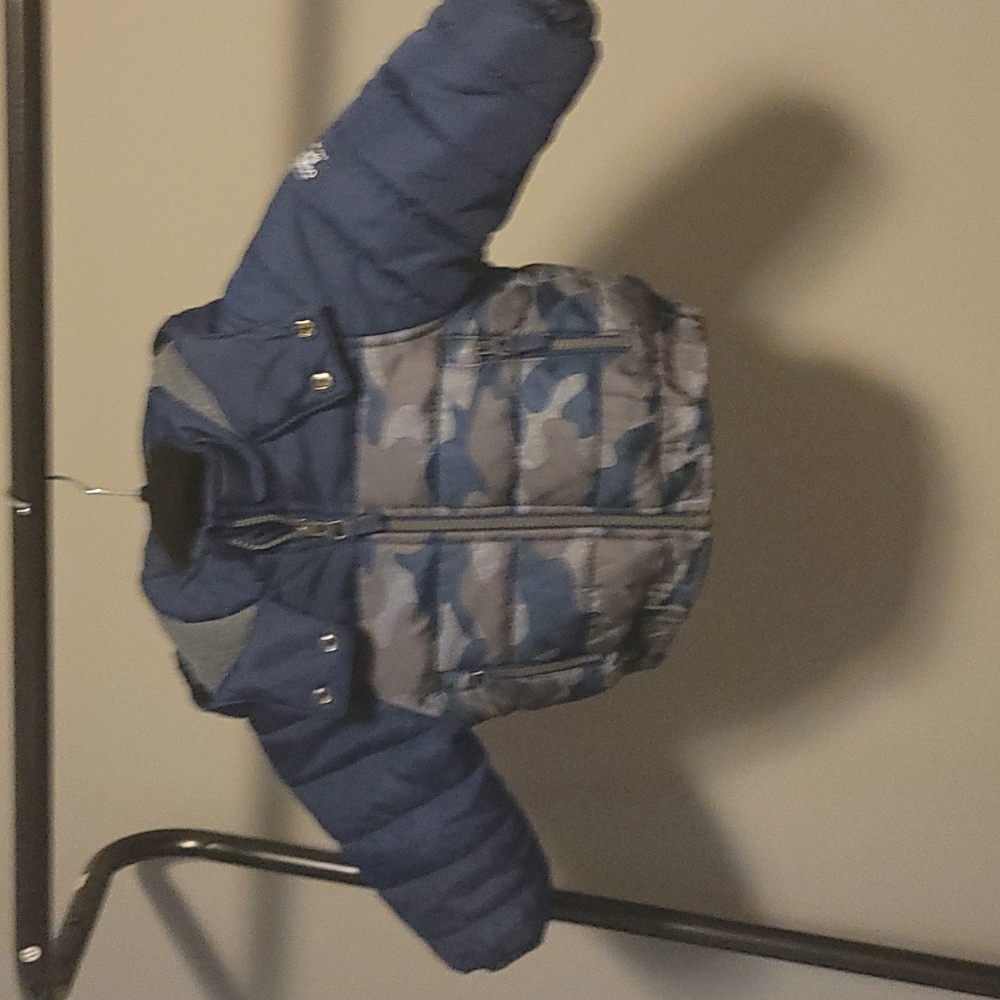 Toddler Camo Puffer Jacket with Hood - Blue